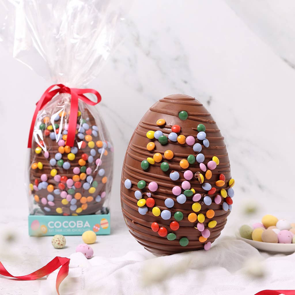Milk Chocolate Drizzled Easter Egg with Candy Beans