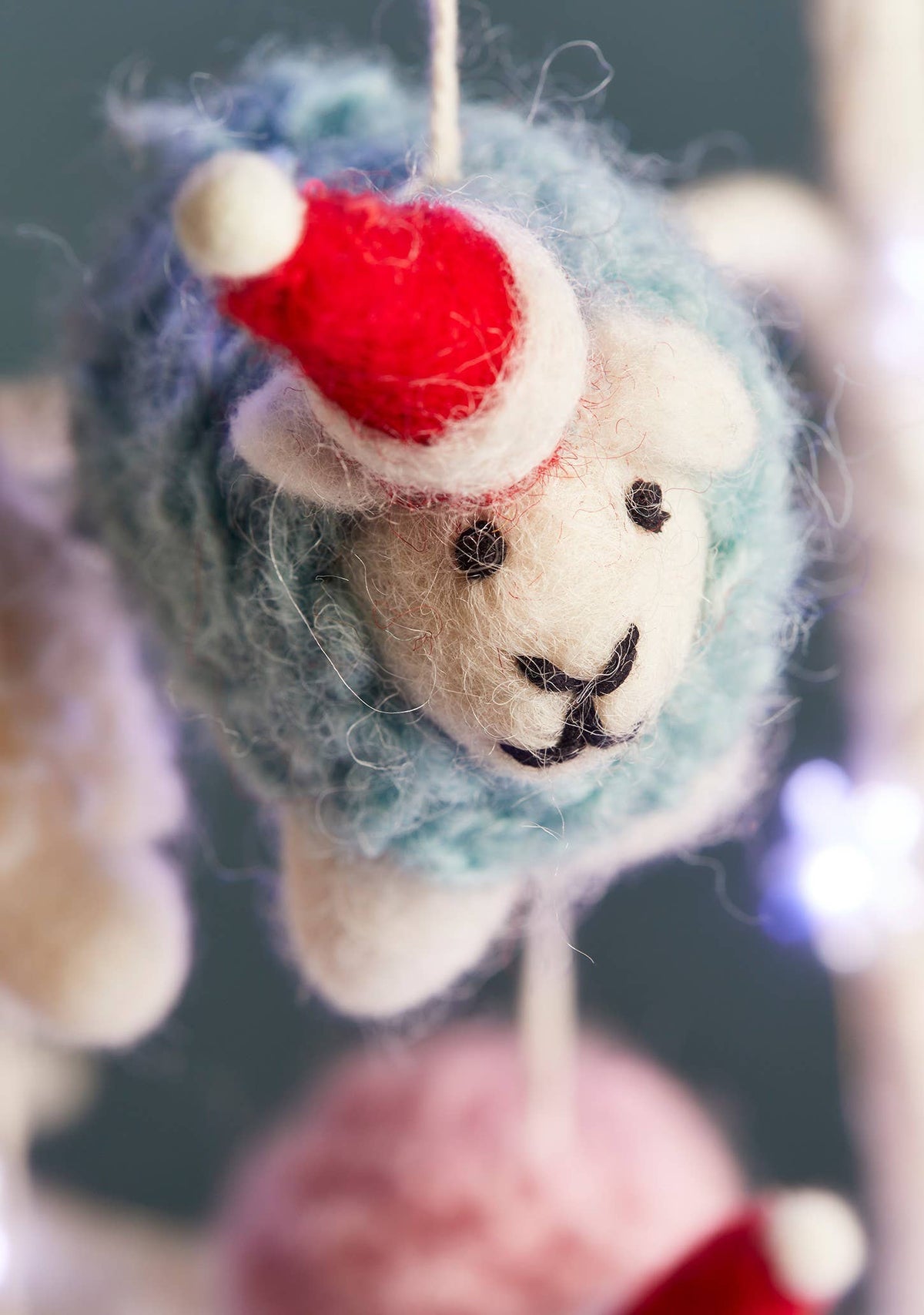 Woolly Felt Sheep in Santa Hat