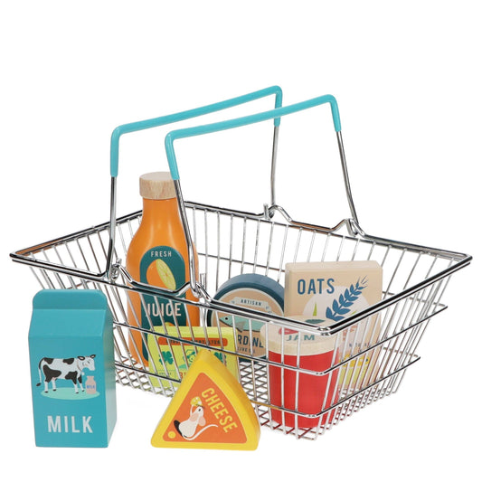 Wooden Shopping Playset With Basket
