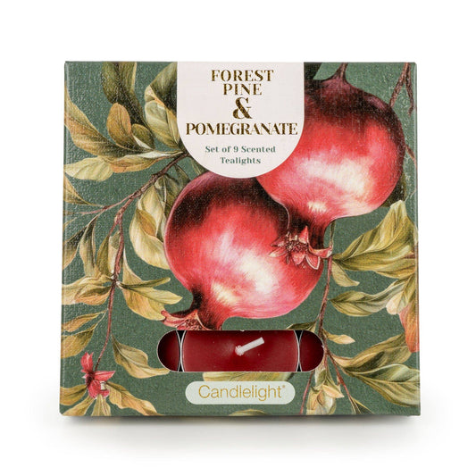 Set of 9 Tealights-  Forest Pine & Pomegranate 6pk