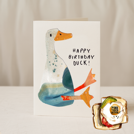 Happy Birthday Duck 5x7/A6 card Collab X PTD