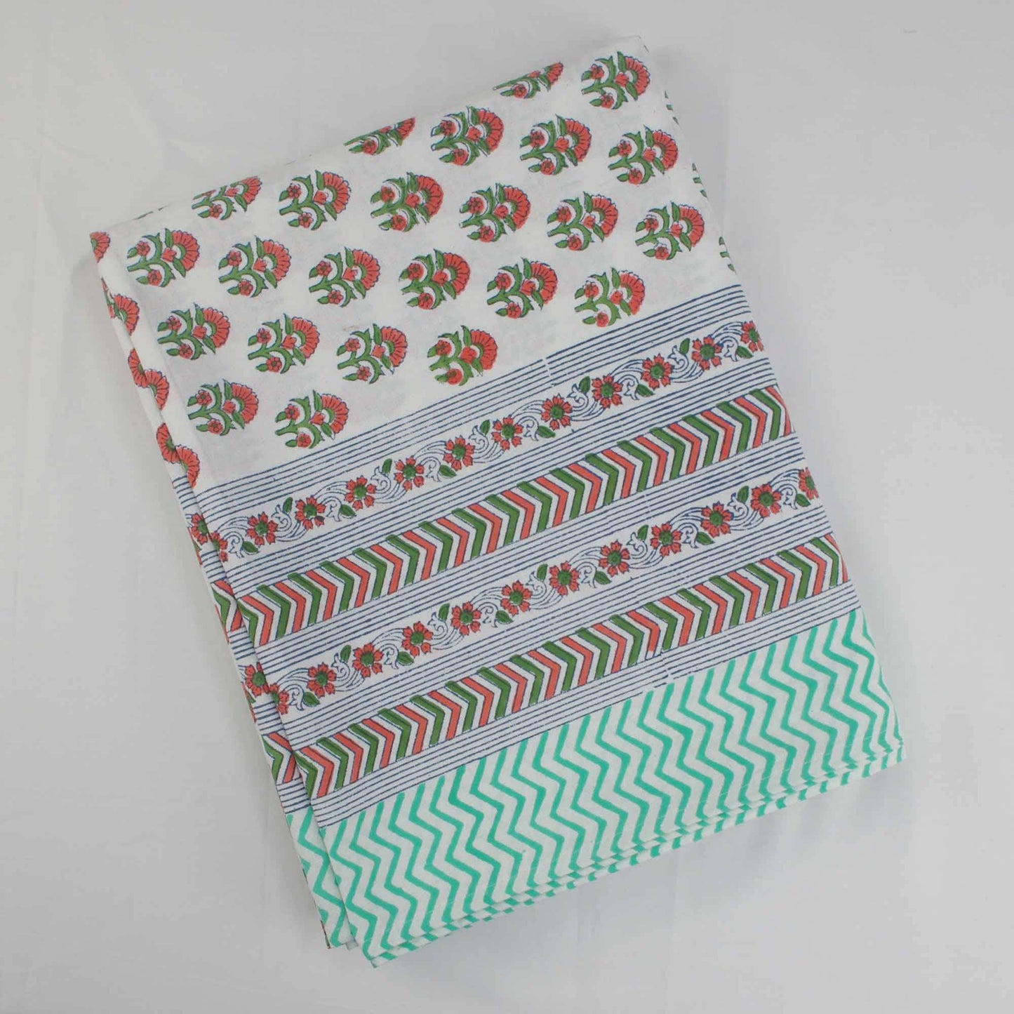 10 Seater Block Printed Rectangular Tablecloth-Red Motif