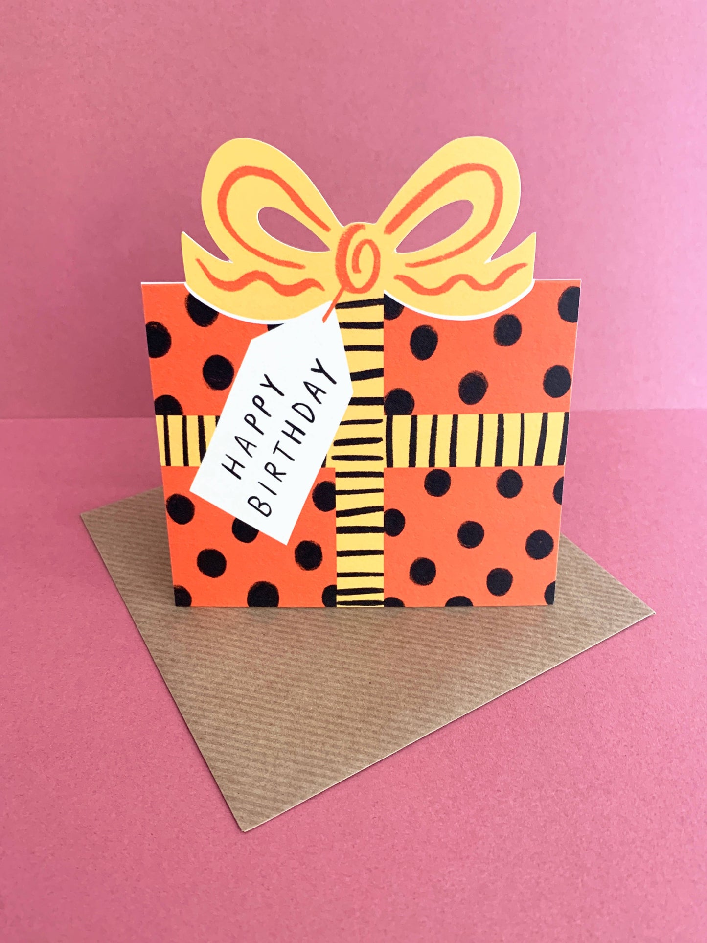 Birthday Bow Shaped Greeting Card - Red Blue Check