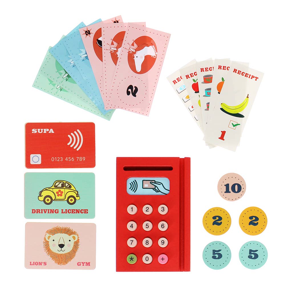 Wooden shopping money playset