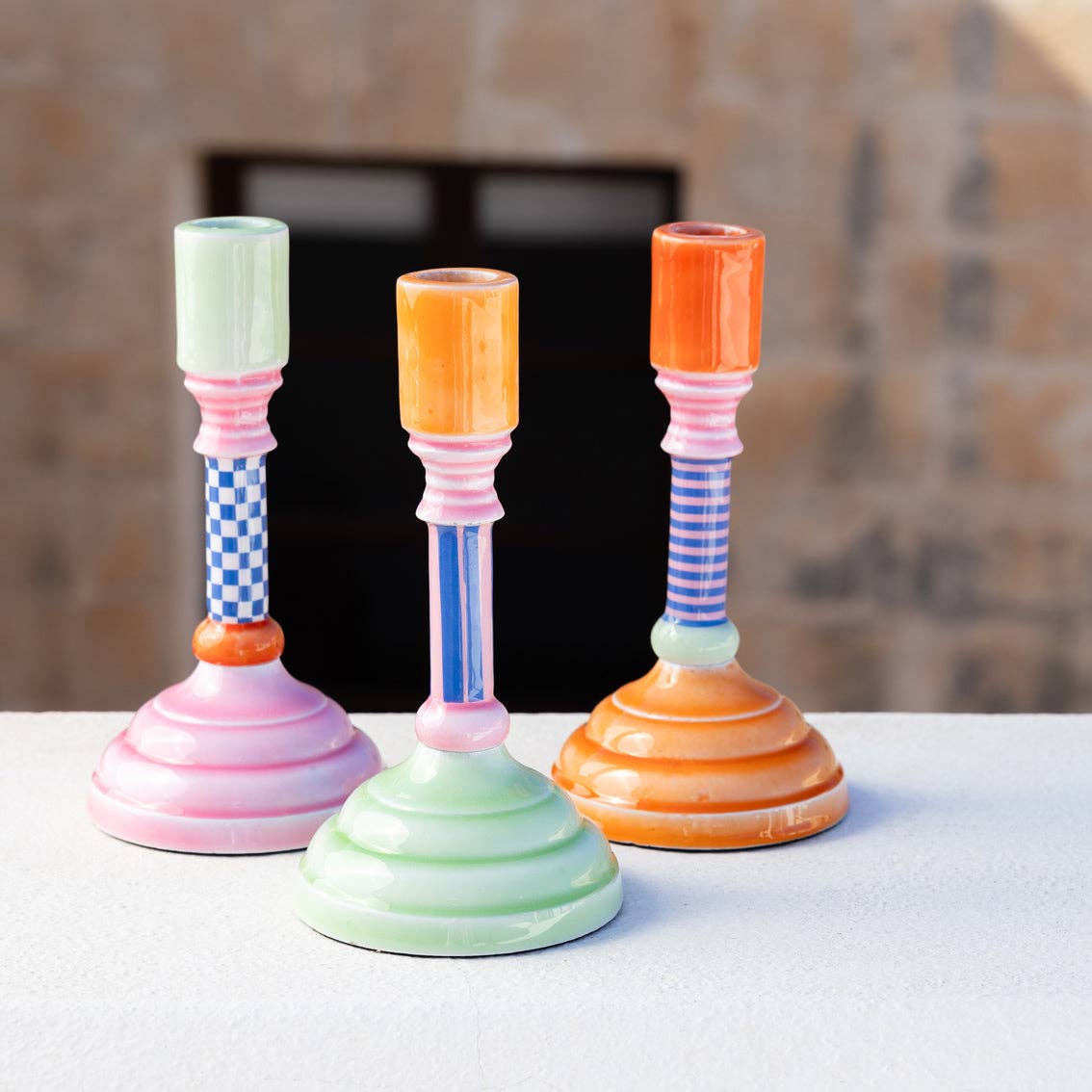 Enamel Candle Holder Set - 18cm | Home Decor |