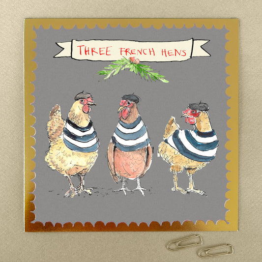 '3 French Hens' Greetings Card , FP3529