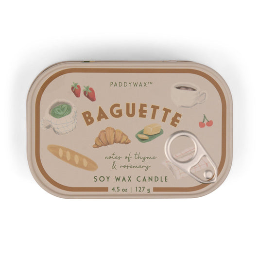 Paddywax Bistro French Baguette Tin Candle - Rosemary Thyme