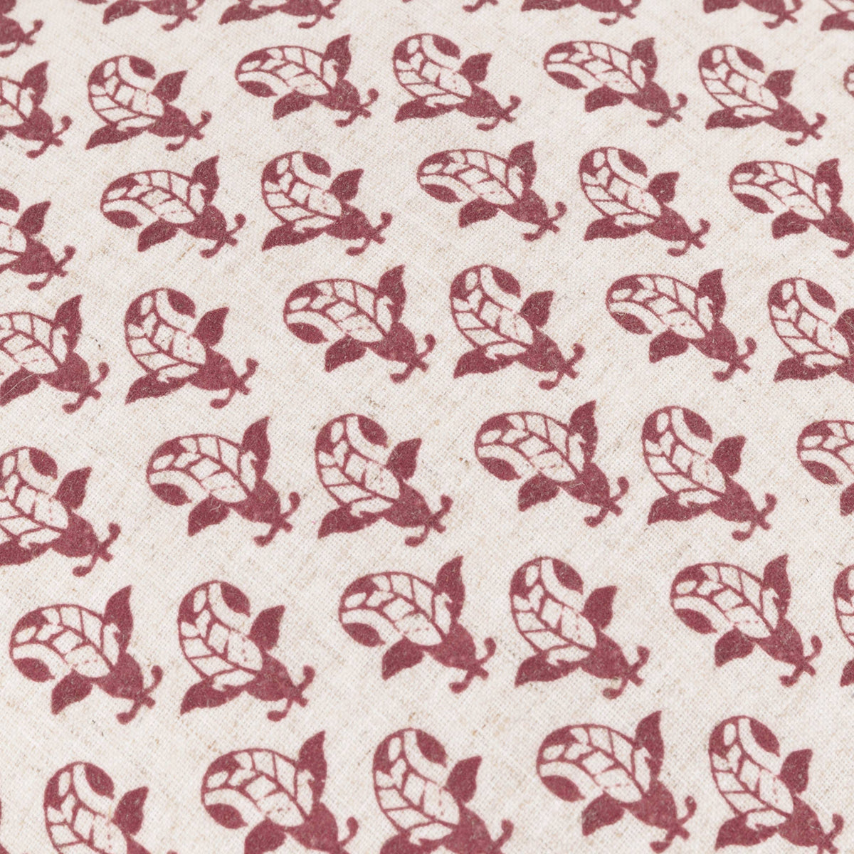 Lulah Block Printed Ruffle Cushion Linen/Red