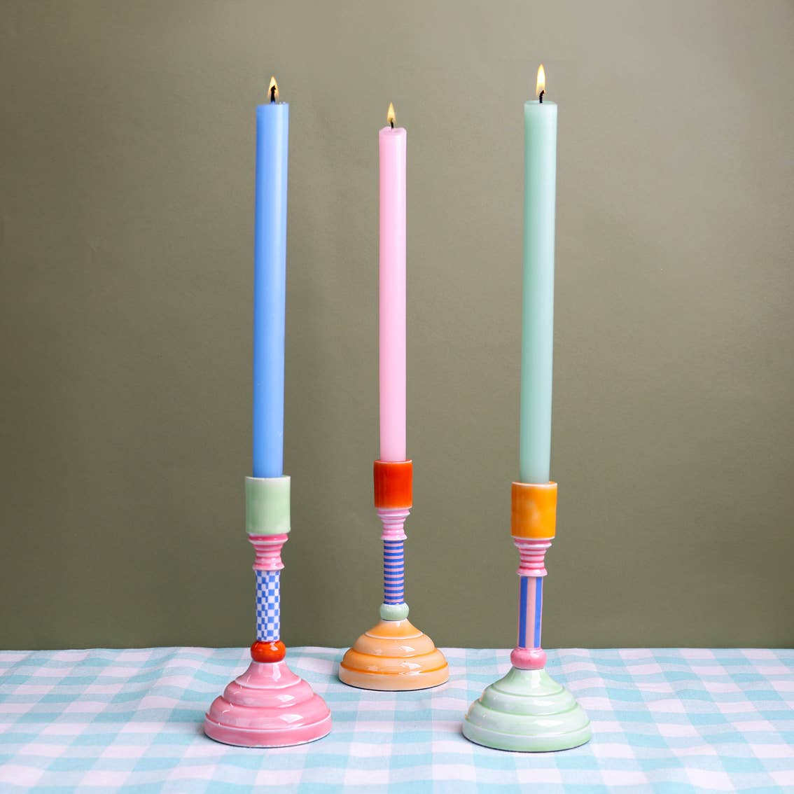 Enamel Candle Holder Set - 18cm | Home Decor |